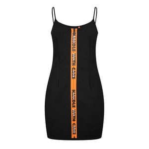 Heron Preston Dames Scoop Neck Spaghetti Strap Slip Dress (Zwart)
