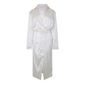 Off White Womens/Ladies Chine Satin V Neck Wrap Dress (White)
