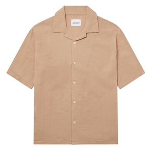 Albam Herenoverhemd met gekreukelde stof en relaxte pasvorm (Warm Beige)