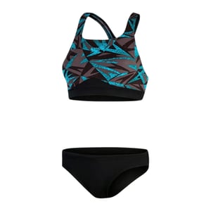 Speedo Geometrische bikiniset met racerback voor dames (ZWART/BLAUW)