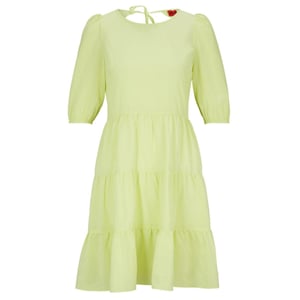 Hugo Midi-jurk met gerimpelde pofmouwen voor dames/dames (Geel)
