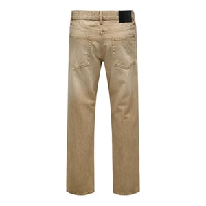 Only Herenjeans van denim met 5 zakken en een relaxte pasvorm (Beige)