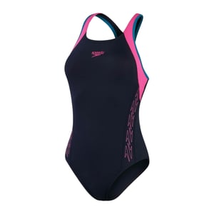 Speedo Dames/Dames Abstract One Piece Badpak (Marine / Roze)