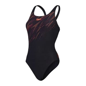 Speedo Dames/Dames Hyper Boom Plaatsing Grafische Print Eendelig Zwempak (Zwart, Rood)