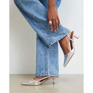 River Island Womens Silver Slingback Low Court Heels