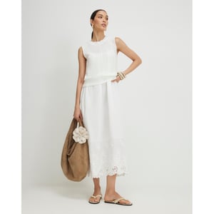 River Island Womens Dress White Schiffli Hem Knitted Hybrid