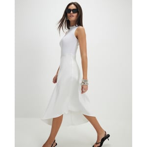 River Island Womens Midi Dress Cream Satin Hybrid