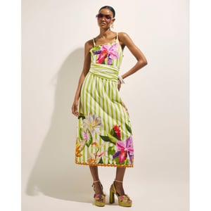 River Island Womens Midi Dress Green Striped Wrap Waist Beaded