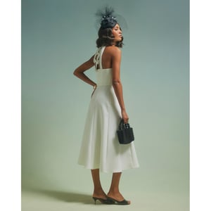 River Island Womens Midi Dress White Premium Bow Back Detail