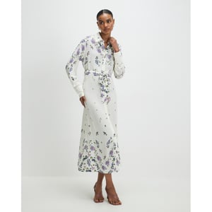 River Island Womens Midi Shirt Dress White Floral