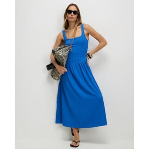 River Island Womens Midi Dress Blue Textured