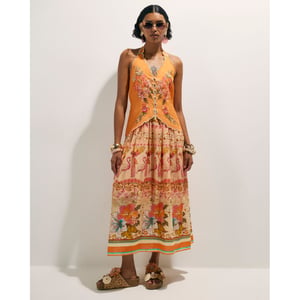 River Island Womens Orange Peplum Print Maxi Dress