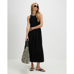 River Island Womens Maxi Dress Black Sleeveless Whipstitch