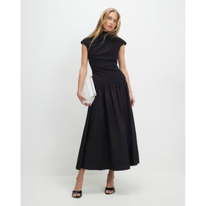 River Island Womens Maxi Dress Black Short Sleeve Hybrid Drape