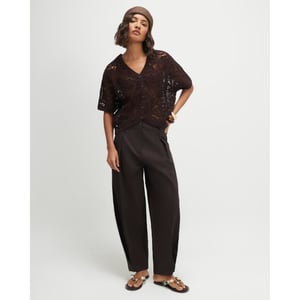 River Island Womens Cardigan Brown Crochet Short Sleeve