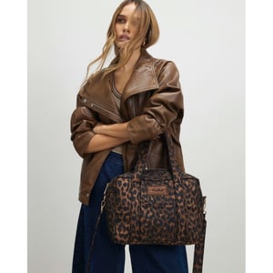 River Island Womens Brown Leopard Jacquard Canvas Holdall Bag
