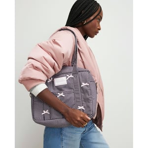 River Island Womens Black Gingham Bow Holdall Bag