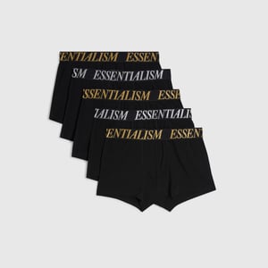 River Island Mens Black Metallic Waistband Pack Of 5 Trunks