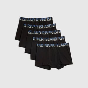 River Island Mens Black Ombre Waistband Pack Of 5 Trunks