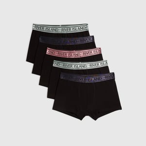 River Island Mens Black Pack Of 5 Trunks