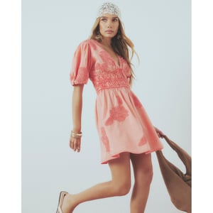 River Island Womens Mini Dress Pink Cotton Short Sleeve Cornelli