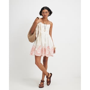 River Island Womens Mini Dress Cream Embroidered Palm Tree Hem