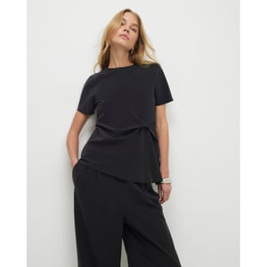 River Island Womens Black Short Sleeve Gathered Side Top