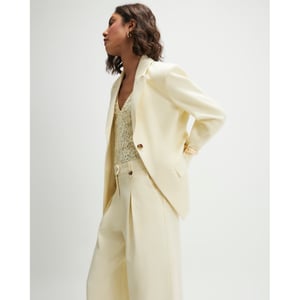 River Island Womens Blazer Yellow Cotton Cinched