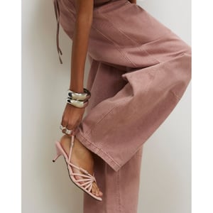 River Island Womens Sandals Pink Caged Kitten Heel