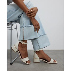 River Island Womens Sandals White Low Block Heel