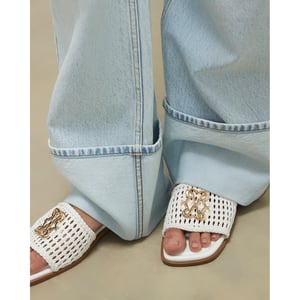 River Island Womens Sandals White Woven Mule