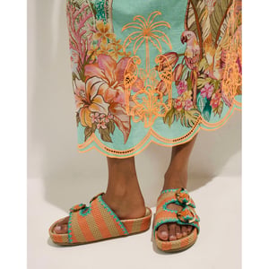 River Island Womens Sandals Orange Striped Footbed