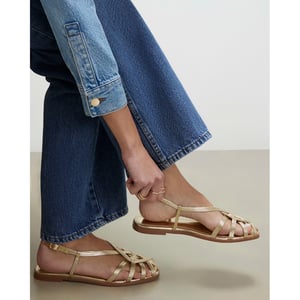 River Island Womens Sandals Gold Caged Flat