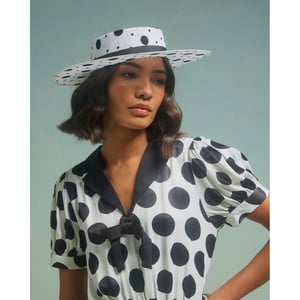 River Island Womens Beige Premium Sasha Polka Dot Boater Hat