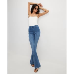 River Island Womens Flared Jeans Blue High Rise Pull On