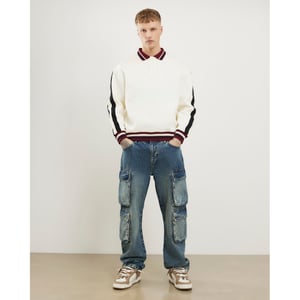 River Island Mens Cargo Jeans Blue Loose Fit