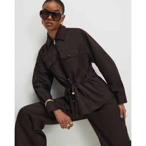 River Island Womens Shacket Brown Drawstring Waist