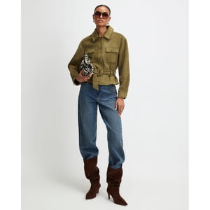River Island Womens Jacket Khaki Belted Faux Suede