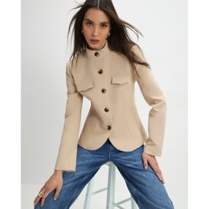 River Island Womens Jacket Beige Pocket Detail Structured