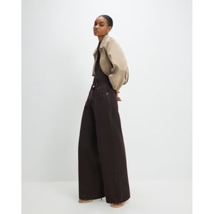 River Island Womens Wide Leg Jeans Brown High Waisted Baggy