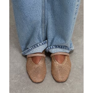 River Island Womens Rose Gold Crochet Flat Ballet Pumps