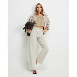 River Island Womens Cropped Jeans Cream Straight Leg