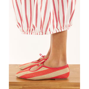 River Island Womens Red Raffia Striped Mary Jane Shoes