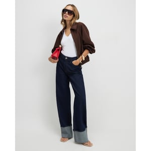 River Island Womens Straight Jeans Blue Relaxed Turn Up Cuff