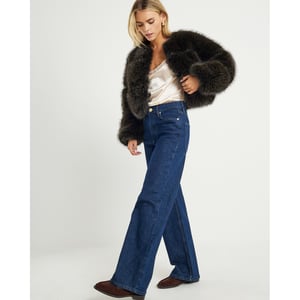 River Island Womens Straight Leg Jeans Petite Blue Relaxed