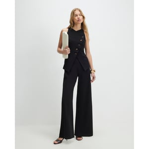 River Island Womens Jumpsuit Black Collarless Asymmetric