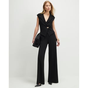 River Island Womens Jumpsuit Black Cap Sleeve Wide Leg