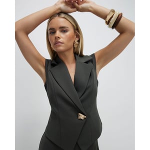 River Island Womens Jumpsuit Petite Green Cap Sleeve Wide Leg