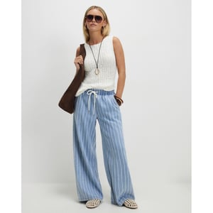 River Island Womens Wide Leg Jeans Petite Stripe Pyjama Style