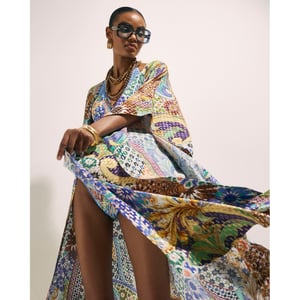 River Island Womens Blue Tile Print Maxi Kaftan